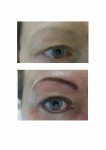 Före och efter ögonbryn,eyeliner tatuering övre och nedre direkt efter